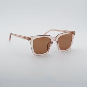 Tom Ford FT0970-K 72E Sunglasses Shiny Pink Square Frame, Brown Lenses